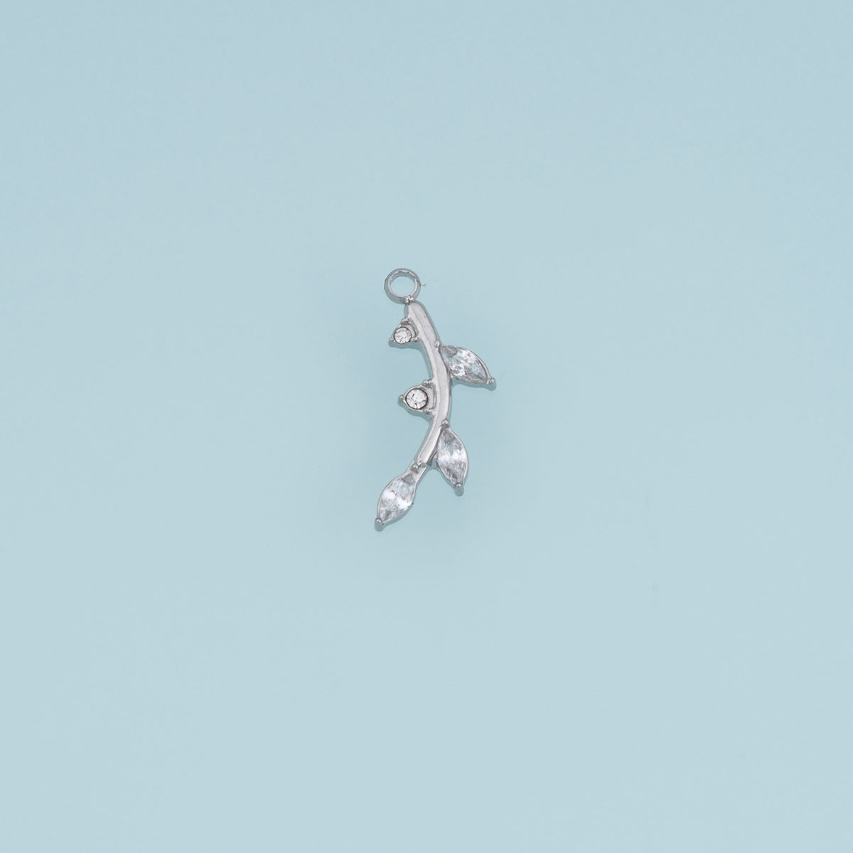 Crystal Leaf Branch Pendant,14K Gold Silver Dainty Botanical Charm DIY Charm for Necklace Bracelet Making