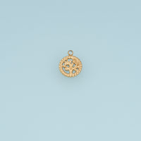Tree of Life Pendant,14K Gold Vintage Round Tree Charm DIY Charm for Necklace Bracelet Making