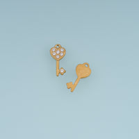 Heart Key Crystal Pendant,14K Gold Silver Sparkling Rhinestone Key Charm DIY Charm for Necklace Bracelet Making