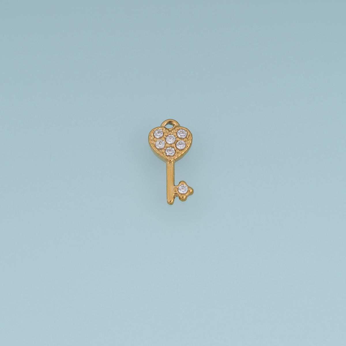 Heart Key Crystal Pendant,14K Gold Silver Sparkling Rhinestone Key Charm DIY Charm for Necklace Bracelet Making