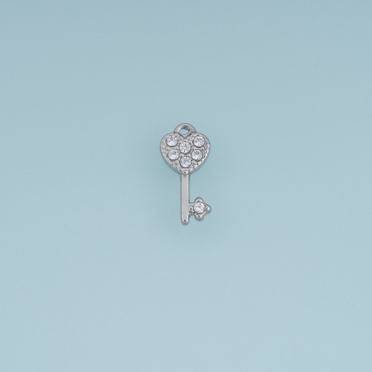 Heart Key Crystal Pendant,14K Gold Silver Sparkling Rhinestone Key Charm DIY Charm for Necklace Bracelet Making