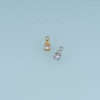 Round Crystal Pendant,14K Gold Silver Dainty Solitaire Stone Charm DIY Charm for Necklace Bracelet Making