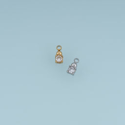 Round Crystal Pendant,14K Gold Silver Dainty Solitaire Stone Charm DIY Charm for Necklace Bracelet Making