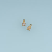 Round Crystal Pendant,14K Gold Silver Dainty Solitaire Stone Charm DIY Charm for Necklace Bracelet Making