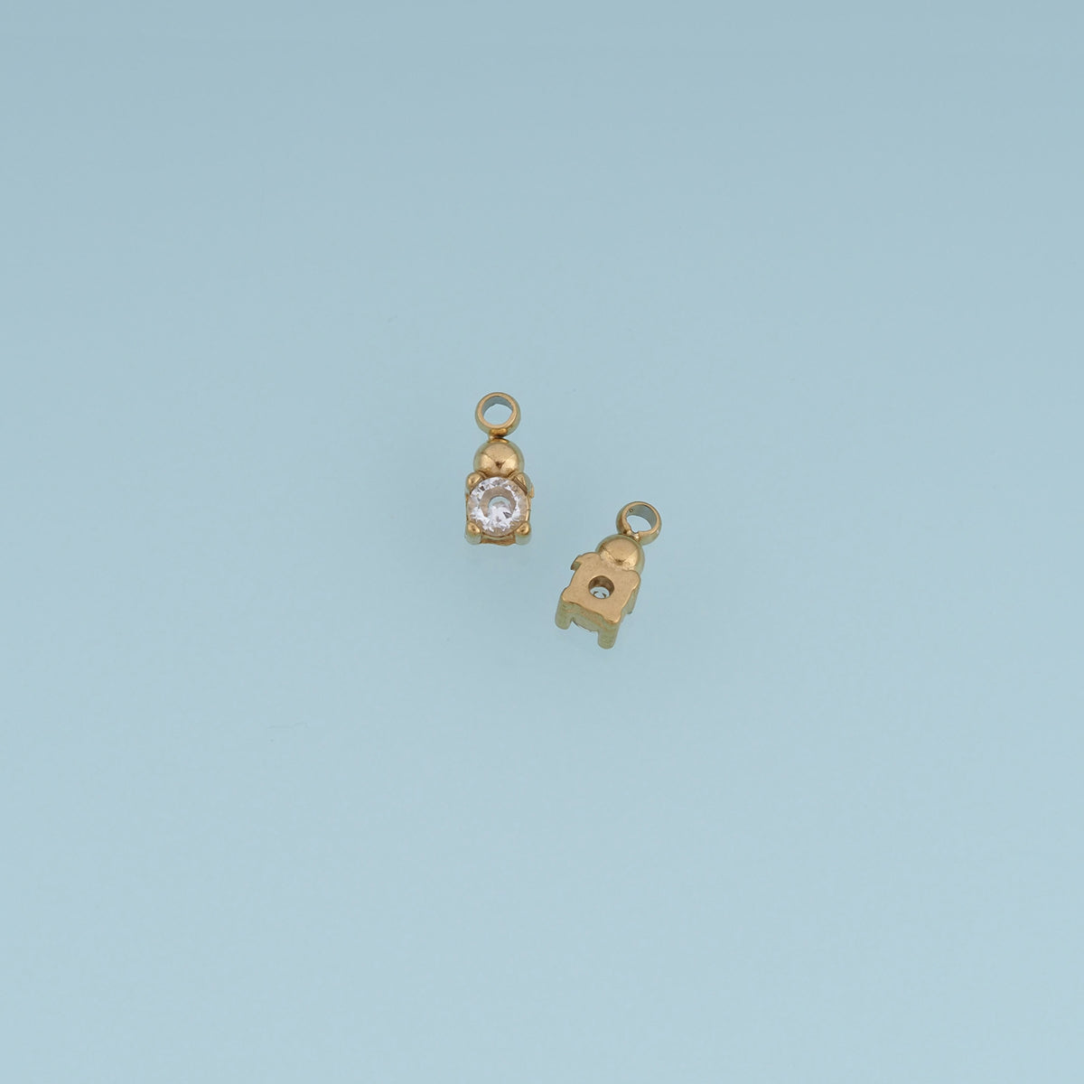 Round Crystal Pendant,14K Gold Silver Dainty Solitaire Stone Charm DIY Charm for Necklace Bracelet Making