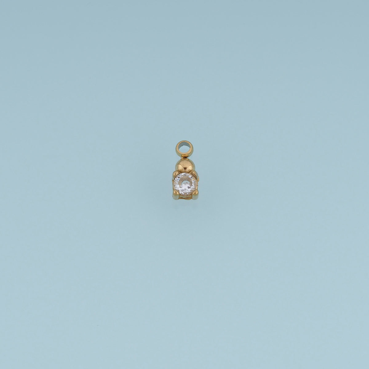 Round Crystal Pendant,14K Gold Silver Dainty Solitaire Stone Charm DIY Charm for Necklace Bracelet Making