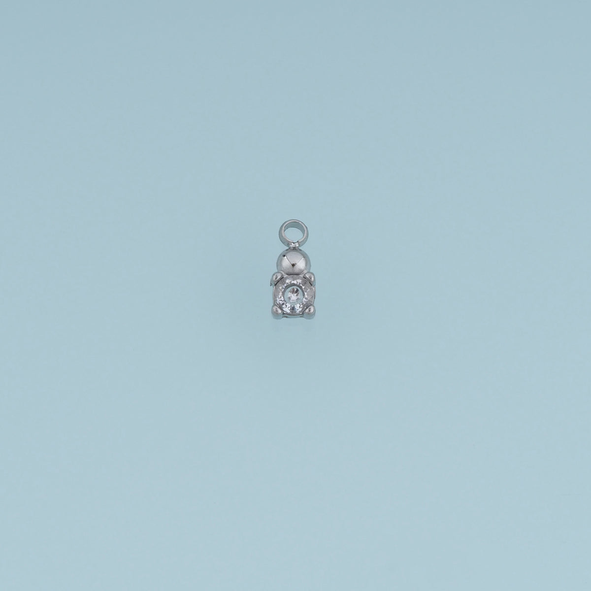 Round Crystal Pendant,14K Gold Silver Dainty Solitaire Stone Charm DIY Charm for Necklace Bracelet Making