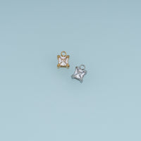 Square Crystal Pendant,14K Gold Silver Clear Faceted Stone Charm DIY Charm for Necklace Bracelet Making