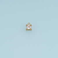 Square Crystal Pendant,14K Gold Silver Clear Faceted Stone Charm DIY Charm for Necklace Bracelet Making