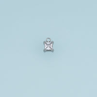 Square Crystal Pendant,14K Gold Silver Clear Faceted Stone Charm DIY Charm for Necklace Bracelet Making