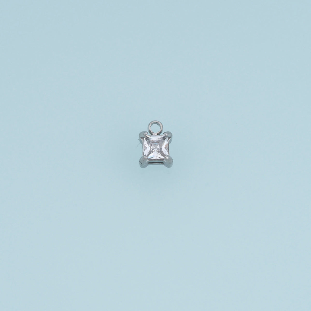 Square Crystal Pendant,14K Gold Silver Clear Faceted Stone Charm DIY Charm for Necklace Bracelet Making