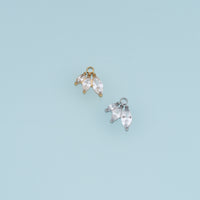 Three Crystal Leaf Pendant,14K Gold Silver Dainty Branch Charm DIY Charm for Necklace Bracelet Making