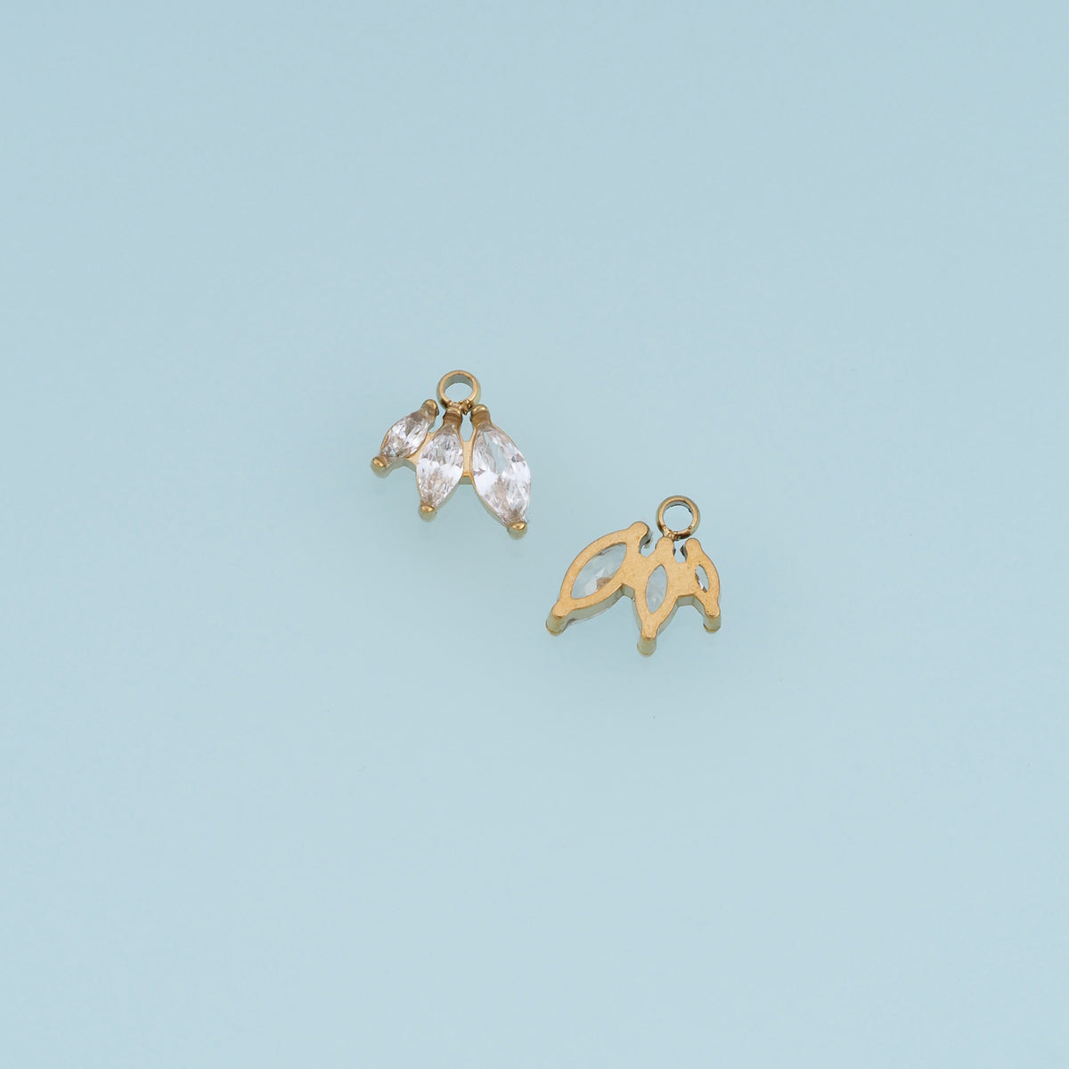 Three Crystal Leaf Pendant,14K Gold Silver Dainty Branch Charm DIY Charm for Necklace Bracelet Making