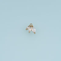 Three Crystal Leaf Pendant,14K Gold Silver Dainty Branch Charm DIY Charm for Necklace Bracelet Making