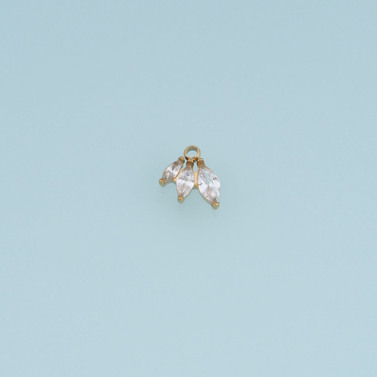 Three Crystal Leaf Pendant,14K Gold Silver Dainty Branch Charm DIY Charm for Necklace Bracelet Making