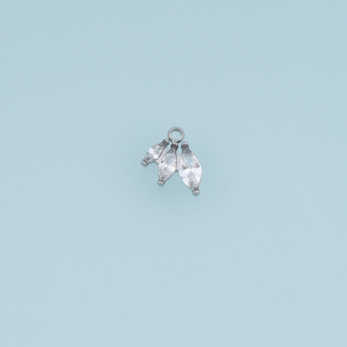 Three Crystal Leaf Pendant,14K Gold Silver Dainty Branch Charm DIY Charm for Necklace Bracelet Making