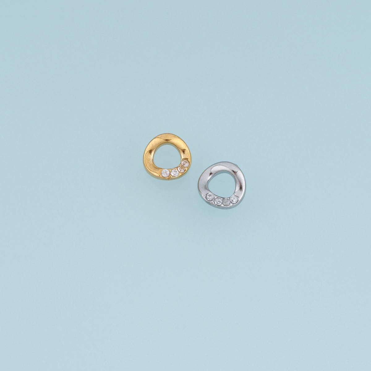 Irregular Open Circle Pendant,14K Gold Silver Crystal Geometric Charm DIY Charm for Necklace Bracelet Making