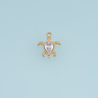 Sea Turtle Crystal Pendant,14K Gold Silver Clear Gemstone Turtle Charm DIY Charm for Necklace Bracelet Making