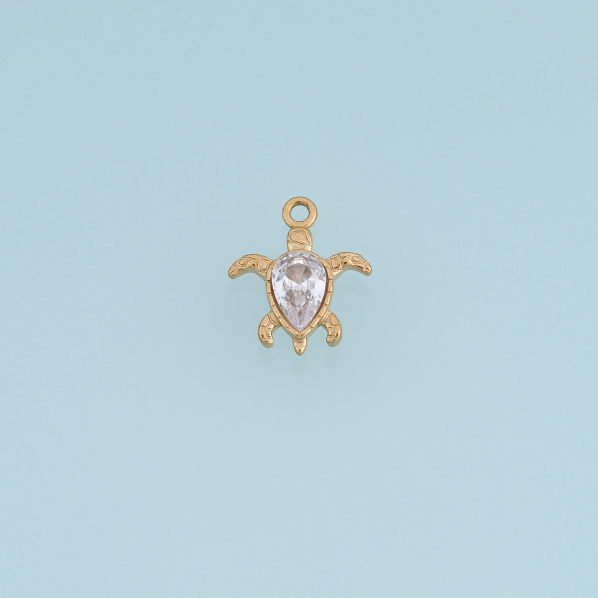 Sea Turtle Crystal Pendant,14K Gold Silver Clear Gemstone Turtle Charm DIY Charm for Necklace Bracelet Making