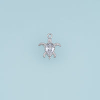 Sea Turtle Crystal Pendant,14K Gold Silver Clear Gemstone Turtle Charm DIY Charm for Necklace Bracelet Making