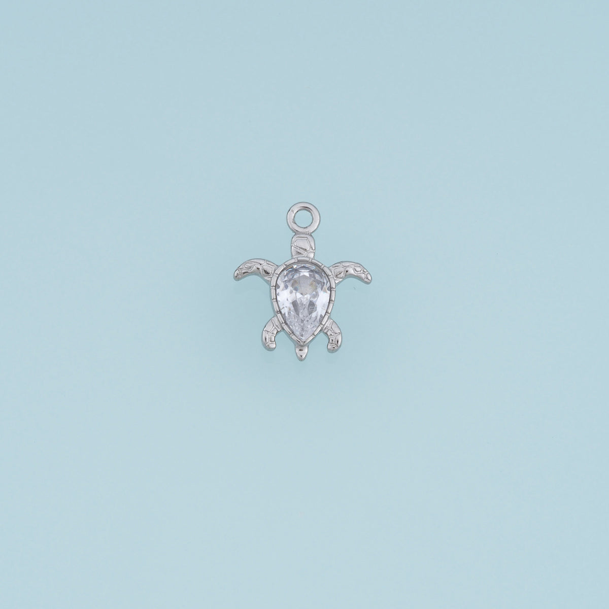 Sea Turtle Crystal Pendant,14K Gold Silver Clear Gemstone Turtle Charm DIY Charm for Necklace Bracelet Making