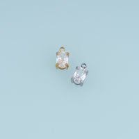 Oval Crystal Pendant,14K Gold Silver Clear Faceted Gemstone Charm DIY Charm for Necklace Bracelet Making