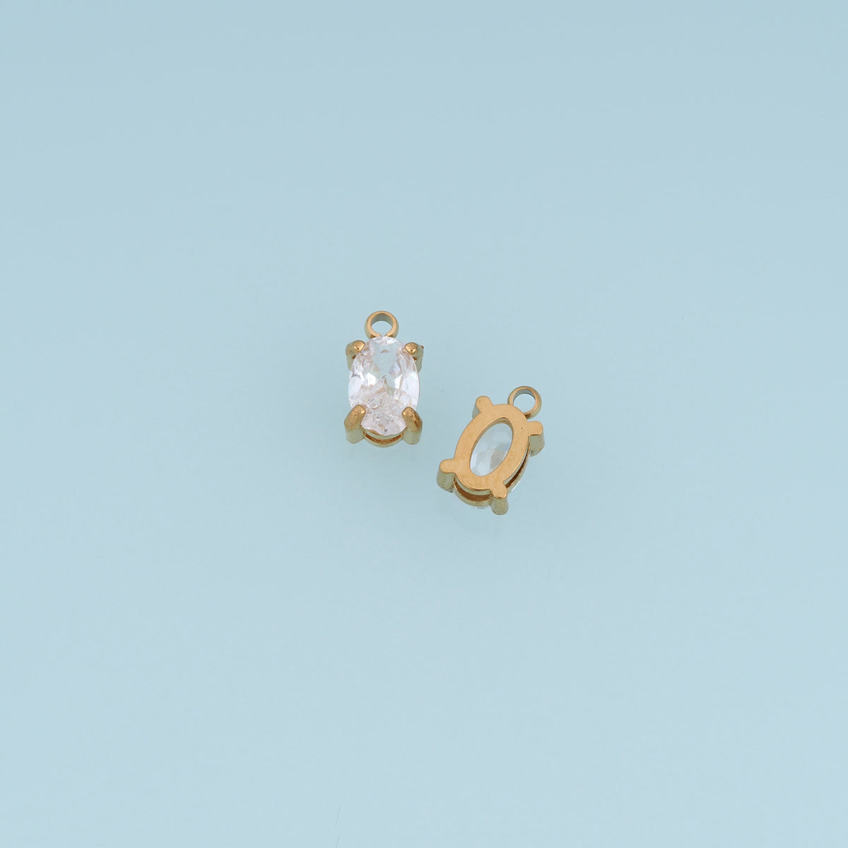 Oval Crystal Pendant,14K Gold Silver Clear Faceted Gemstone Charm DIY Charm for Necklace Bracelet Making