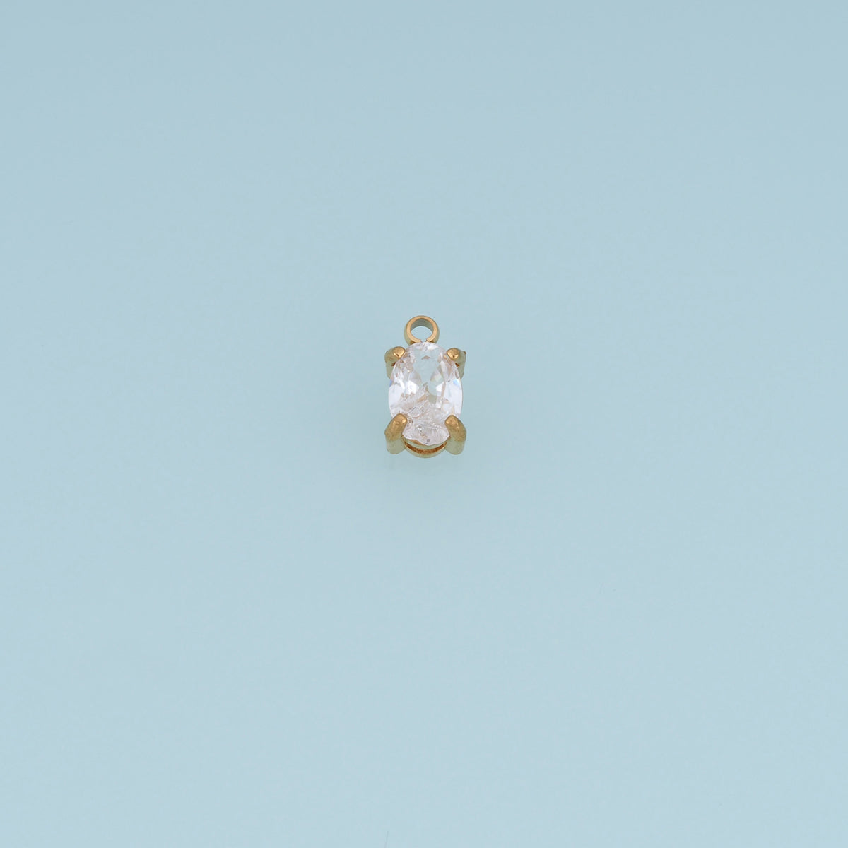 Oval Crystal Pendant,14K Gold Silver Clear Faceted Gemstone Charm DIY Charm for Necklace Bracelet Making