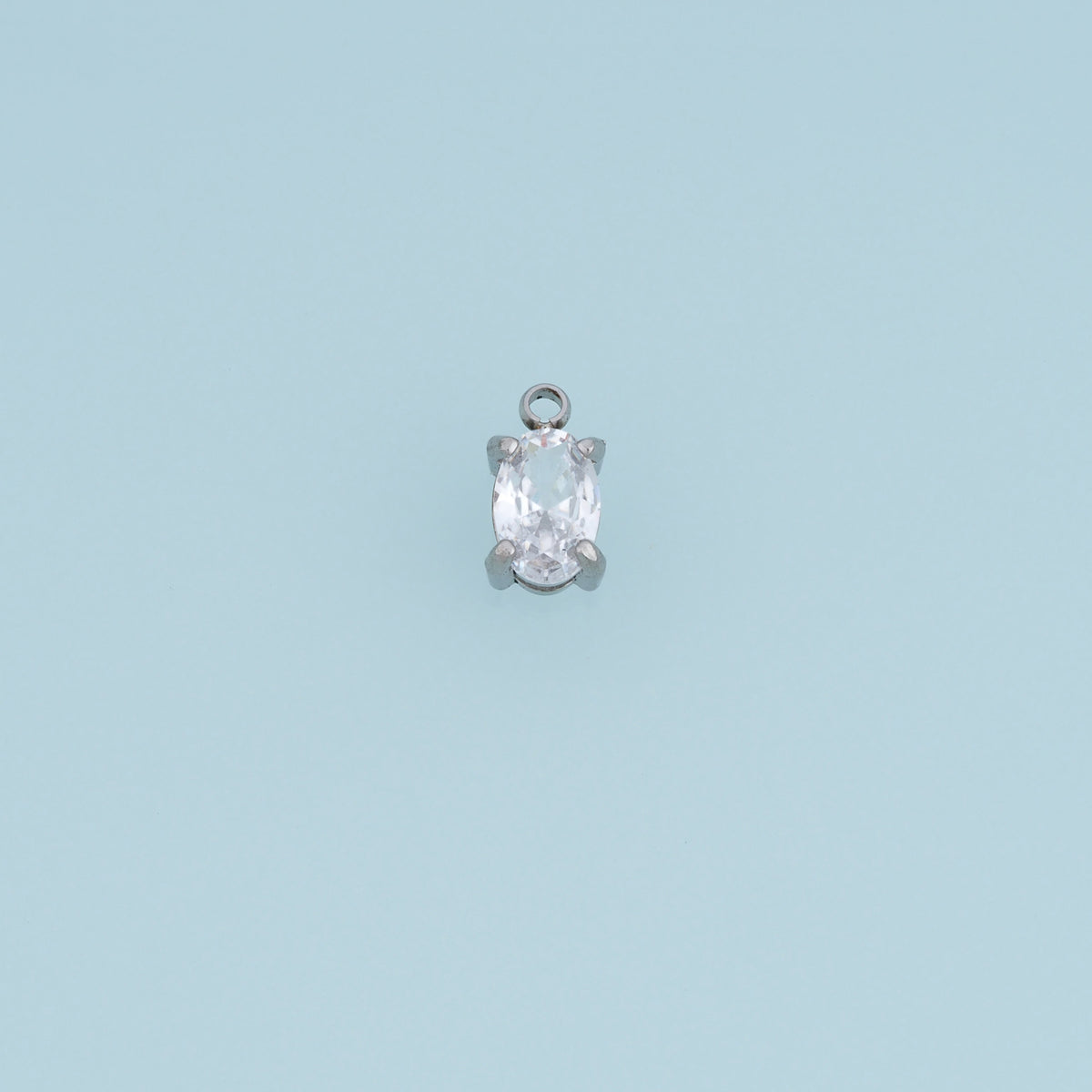 Oval Crystal Pendant,14K Gold Silver Clear Faceted Gemstone Charm DIY Charm for Necklace Bracelet Making
