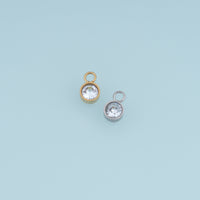 Round Crystal Pendant,14K Gold Silver Clear Bezel Set Charm DIY Charm for Necklace Bracelet Making