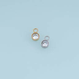 Round Crystal Pendant,14K Gold Silver Clear Bezel Set Charm DIY Charm for Necklace Bracelet Making
