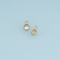 Round Crystal Pendant,14K Gold Silver Clear Bezel Set Charm DIY Charm for Necklace Bracelet Making
