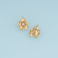 Sculpted Blossom Pendant,14K Gold Silver Wavy Petal Crystal Charm DIY Charm for Necklace Bracelet Making