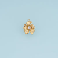 Sculpted Blossom Pendant,14K Gold Silver Wavy Petal Crystal Charm DIY Charm for Necklace Bracelet Making