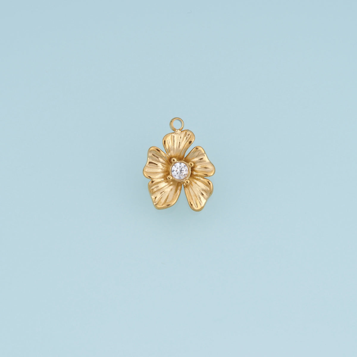 Sculpted Blossom Pendant,14K Gold Silver Wavy Petal Crystal Charm DIY Charm for Necklace Bracelet Making