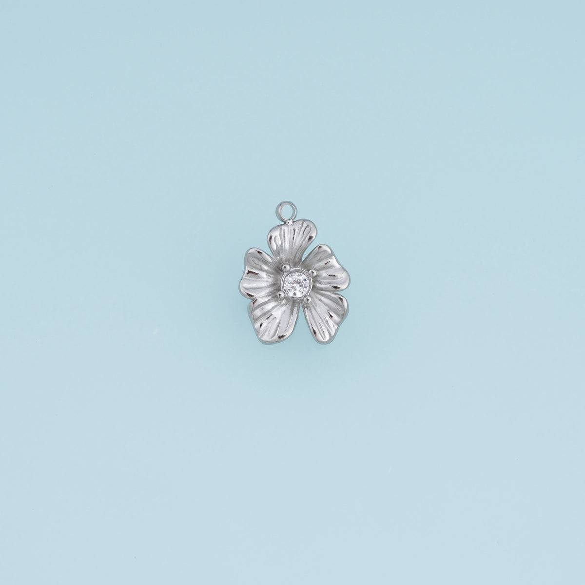 Sculpted Blossom Pendant,14K Gold Silver Wavy Petal Crystal Charm DIY Charm for Necklace Bracelet Making