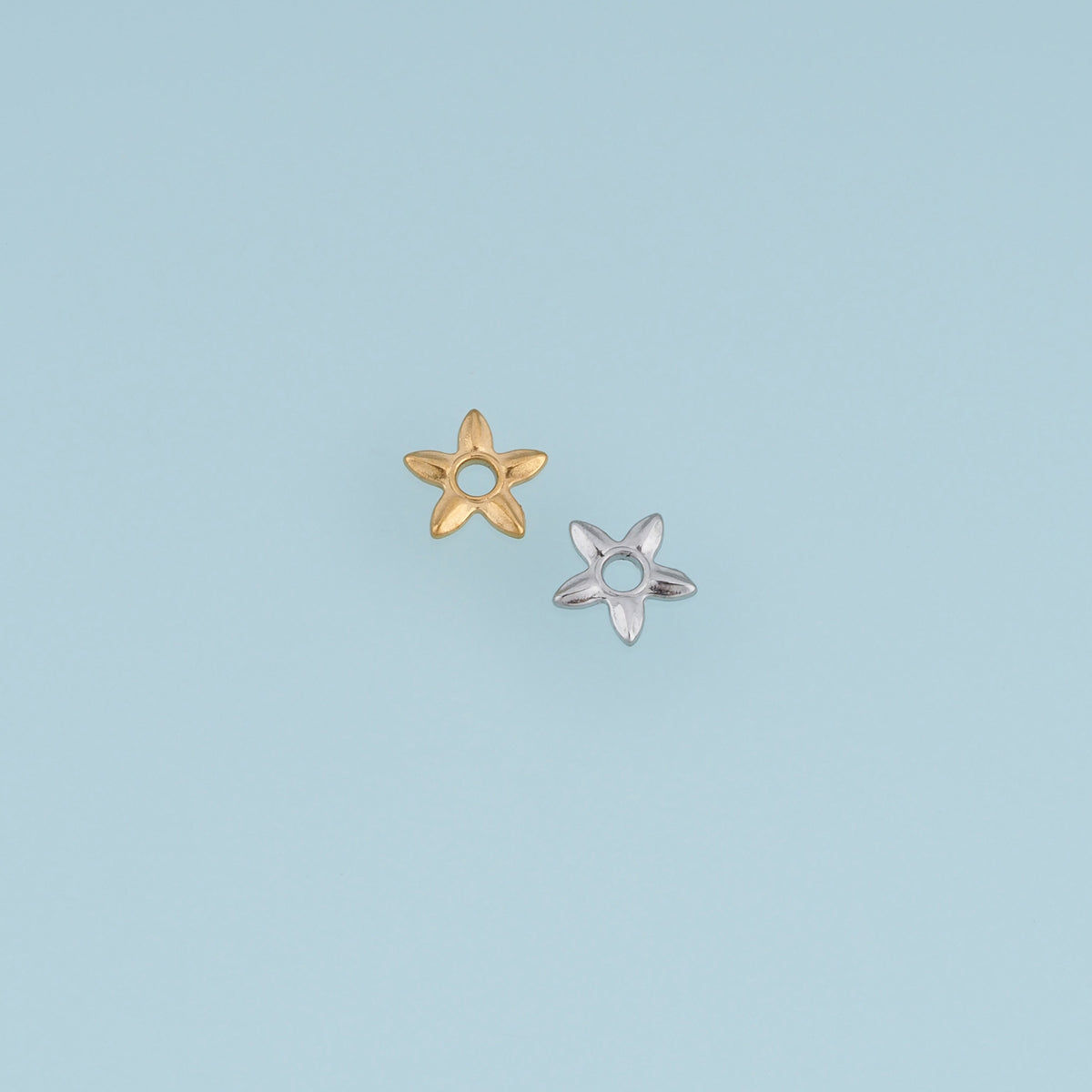 Open Center Star Flower Pendant,14K Gold Silver Sculpted Petal Charm DIY Charm for Necklace Bracelet Making