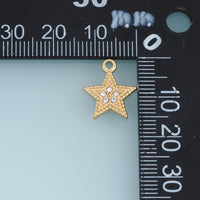 Beaded Star Pendant,14K Gold Sparkling Crystal Star Charm DIY Charm for Necklace Bracelet Making