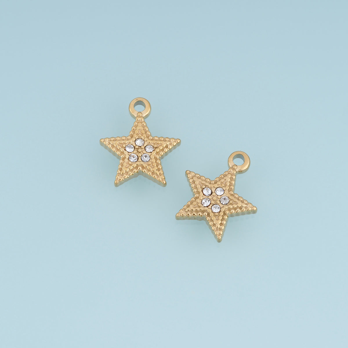 Beaded Star Pendant,14K Gold Sparkling Crystal Star Charm DIY Charm for Necklace Bracelet Making