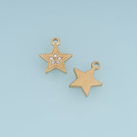 Beaded Star Pendant,14K Gold Sparkling Crystal Star Charm DIY Charm for Necklace Bracelet Making