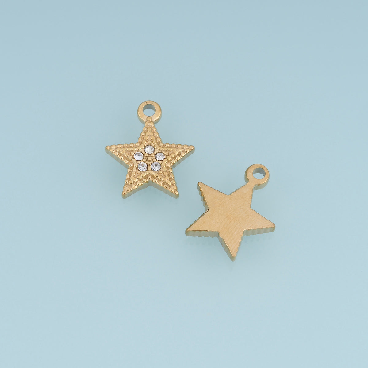 Beaded Star Pendant,14K Gold Sparkling Crystal Star Charm DIY Charm for Necklace Bracelet Making