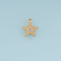 Beaded Star Pendant,14K Gold Sparkling Crystal Star Charm DIY Charm for Necklace Bracelet Making