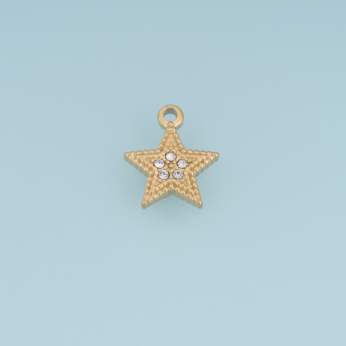 Beaded Star Pendant,14K Gold Sparkling Crystal Star Charm DIY Charm for Necklace Bracelet Making