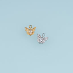 Openwork Butterfly Pendant,14K Gold Silver Crystal Wing Charm DIY Charm for Necklace Bracelet Making