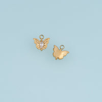 Openwork Butterfly Pendant,14K Gold Silver Crystal Wing Charm DIY Charm for Necklace Bracelet Making