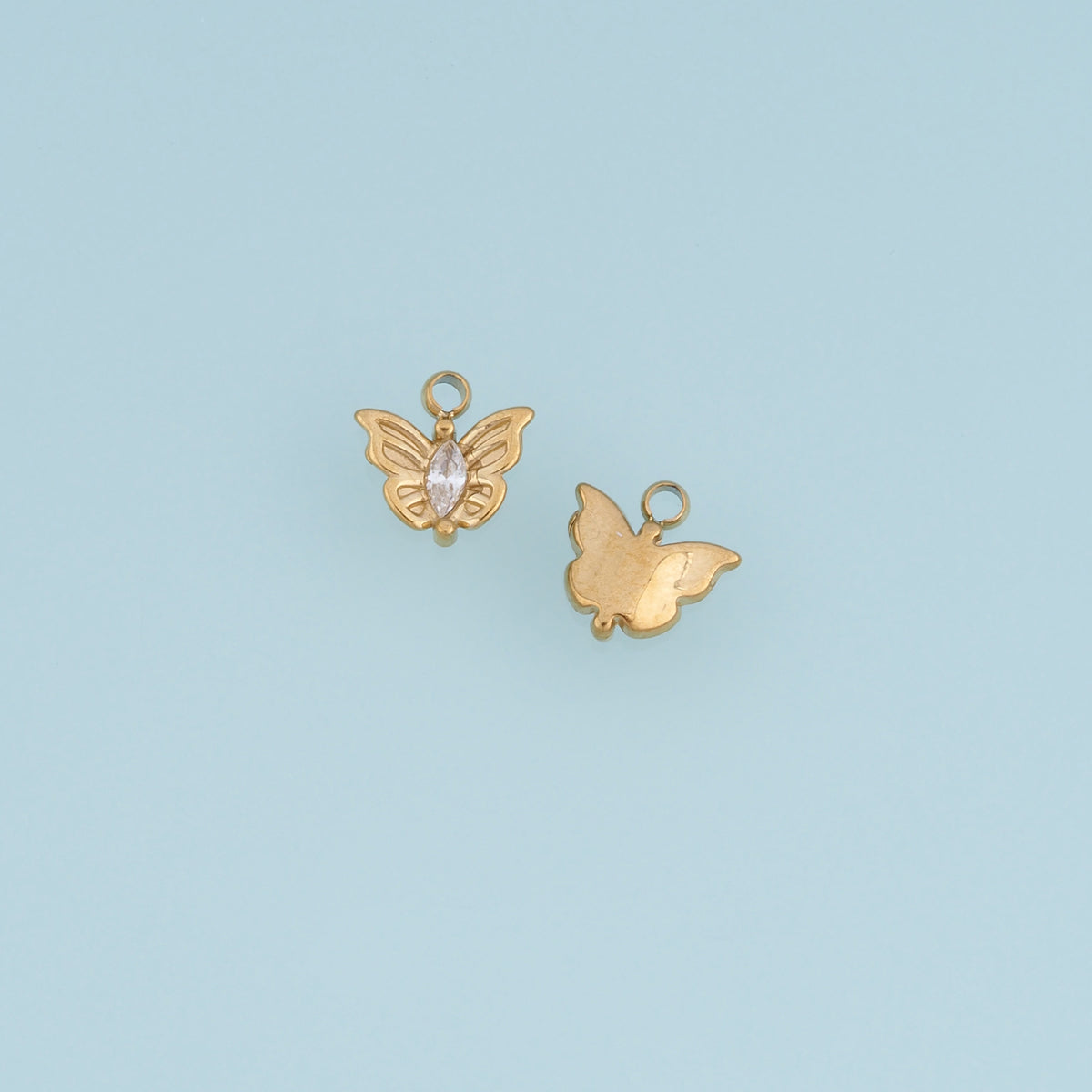 Openwork Butterfly Pendant,14K Gold Silver Crystal Wing Charm DIY Charm for Necklace Bracelet Making