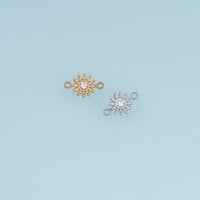 Sunburst Crystal Connector,14K Gold Silver Radiant Sun Charm DIY Connector for Necklace Bracelet Making