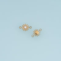 Sunburst Crystal Connector,14K Gold Silver Radiant Sun Charm DIY Connector for Necklace Bracelet Making