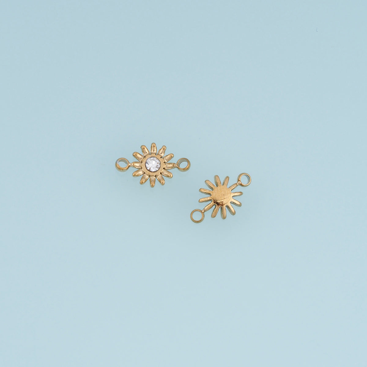 Sunburst Crystal Connector,14K Gold Silver Radiant Sun Charm DIY Connector for Necklace Bracelet Making