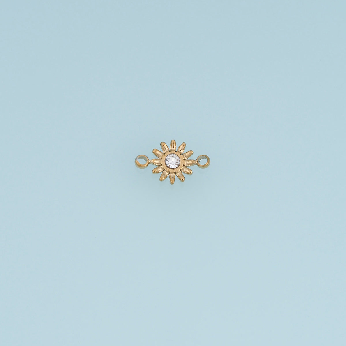 Sunburst Crystal Connector,14K Gold Silver Radiant Sun Charm DIY Connector for Necklace Bracelet Making